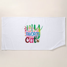 猫芸術お気に入りの猫 ビーチタオル