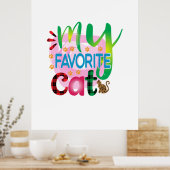 猫芸術お気に入りの猫 ポスター (キッチン)