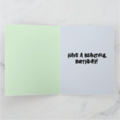 猫芸術コテージ付き海辺誕生日カード カード (内部)