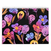 猫芸術的と水彩変化する花 カレンダー (カバー)