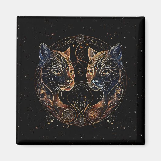 猫芸術的丸ツイン マグネット (正面)