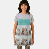 猫虎猫パステルキャッツキッズピンクアクアガールズエプロン エプロン (インサイチュ)