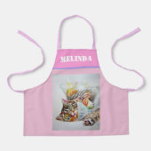 猫虎猫パステルキャッツキッズピンクガールズエプロン エプロン (正面)
