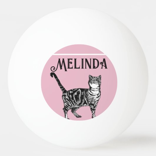 猫虎猫パステルキャッツキャッツキッズガールズライトピンク 卓球ボール (正面)