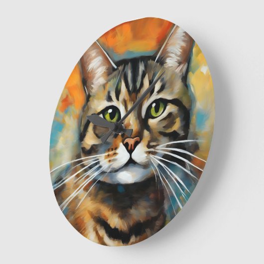 猫表現主義の猫抽象芸術 ラージ壁時計 (傾斜)