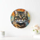 猫表現主義の猫抽象芸術 ラージ壁時計 (ホーム)