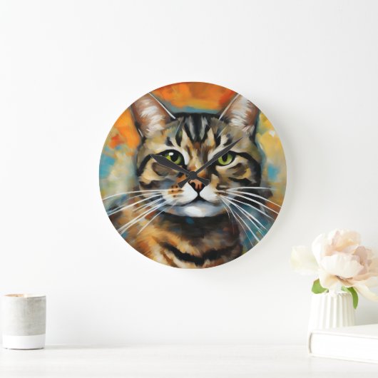 猫表現主義の猫抽象芸術 ラージ壁時計 (ホーム)