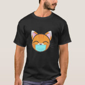 猫被り顔マスクかわいいオレンジ色の猫好きペット Tシャツ (正面)