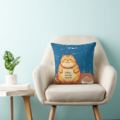 猫装飾用クッション、16インチx 16インチオレンジ色の猫 クッション (椅子)