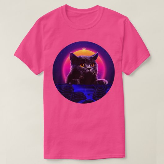 猫覗き猫レトロウェーブかわいい Tシャツ (デザイン正面)