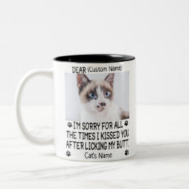 猫親愛、猫パーソナライズされたの写真、名前 ツートーンマグカップ
