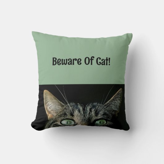 猫角枕に注意 クッション (正面)