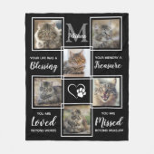 猫記念ギフトペットロス詩6フォトコラージュ フリースブランケット (正面)