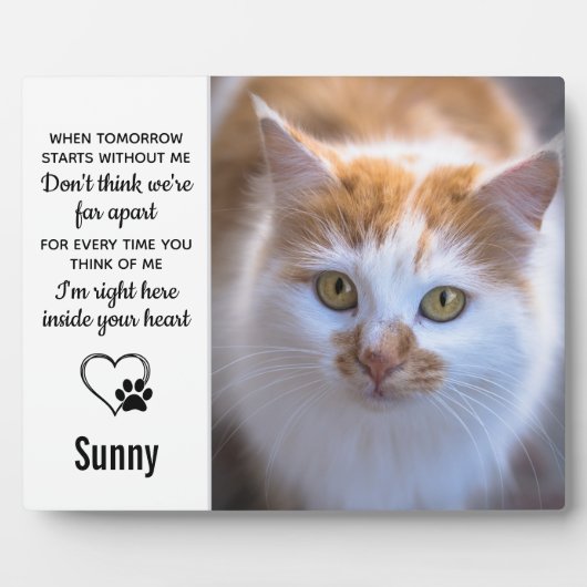 猫記念ギフト – Pet Loss Remembrance Keepsake フォトプラーク (正面)
