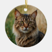 猫記念悔やみや弔慰カスタム写真と文字 セラミックオーナメント (正面)