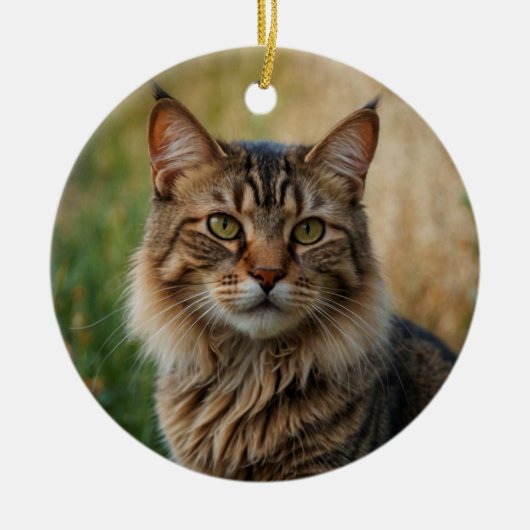 猫記念悔やみや弔慰カスタム写真と文字 セラミックオーナメント (正面)