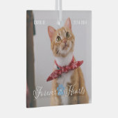 猫記念永久ハート写真と名前 ガラスオーナメント (正面右)