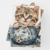 猫詳細ギフト包装紙 ラッピングペーパーシート (インサイチュ)