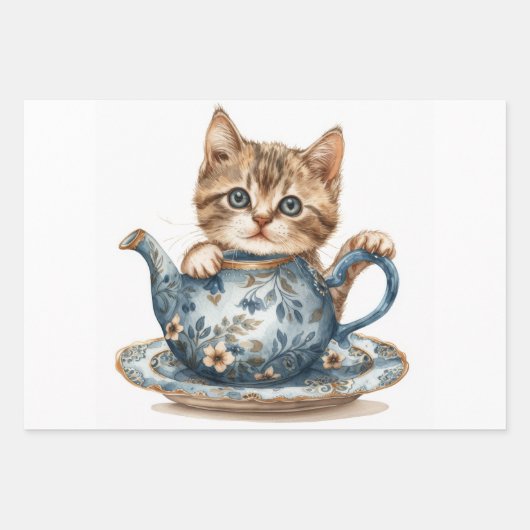 猫詳細ギフト包装紙 ラッピングペーパーシート (正面)