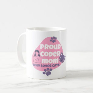 猫誇りを持ったが大好きなコーダーママ – CODER MOM Tシャツ コーヒーマグカップ