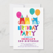 猫誕カッコいい生日パーティーの招待 招待状 (正面)