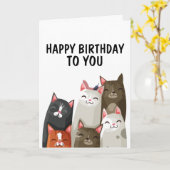 猫誕生日カード私と子猫のクルーから! カード (黄色い花)