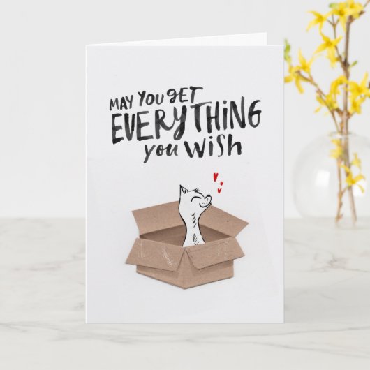 猫誕生日カード カード (黄色い花)