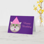 猫誕生日カード カード (黄色い花)