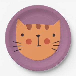 猫誕生日キッズ紙 ペーパープレート