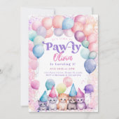 猫誕生日キッテンパーティーポーティガール 招待状 (正面)