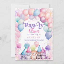 猫誕生日キッテンパーティーポーティガール 招待状