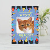 猫誕生日パーティフォト招待状 招待状 (スタンド正面)