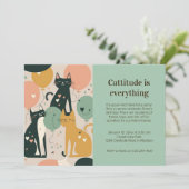 猫誕生日パーティーの招待状 招待状 (スタンド正面)