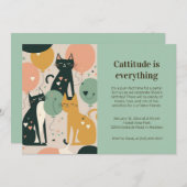 猫誕生日パーティーの招待状 招待状 (正面/裏面)