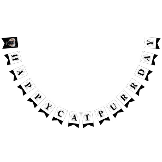 猫誕生日ペットの写真の手のパーティーバンティングフラグ バンティングフラッグ (全)