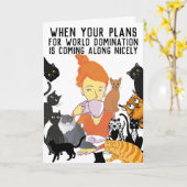 猫誕生日世界征服カード カード (黄色い花)