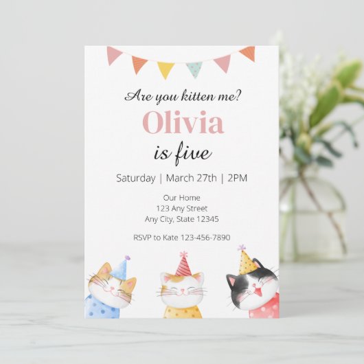 猫誕生日招待状私を子猫 招待状 (スタンド正面)