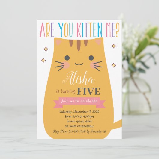 猫誕生日招待状 招待状 (スタンド正面)