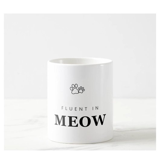 猫語に流暢 Funny Cat Lover Paw Print マグ
