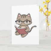 猫読が本を持つ カード (黄色い花)