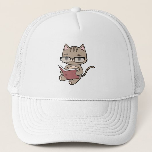 猫読が本を持つ キャップ (正面)