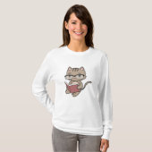 猫読が本を持つ Tシャツ (正面フル)