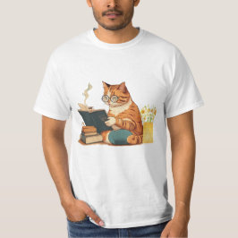 猫読が本を飲むコーヒー Tシャツ