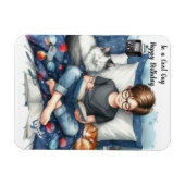 猫読と暮らす少年の本誕生日 マグネット (横)