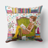 猫読の女の子 |コットン装飾用クッション クッション (裏面)