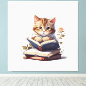 猫読の本 キャンバスプリント (インサイチュ (ウッドフロア))