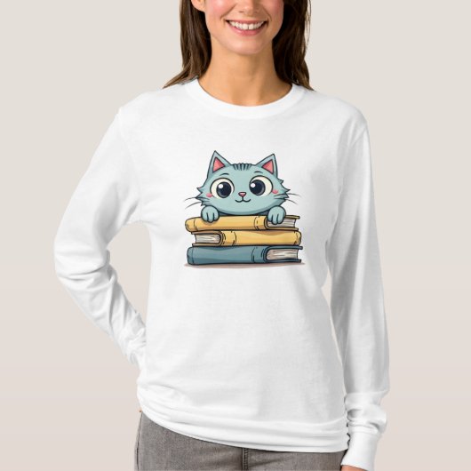 猫読可愛いTシャツ Tシャツ (正面)