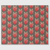 猫読赤い茶色の本 ラッピングペーパー (フラット)