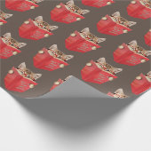 猫読赤い茶色の本 ラッピングペーパー (角)