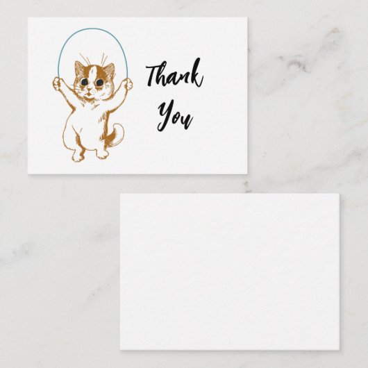 猫跳び縄感謝 ノートカード (正面/裏面)